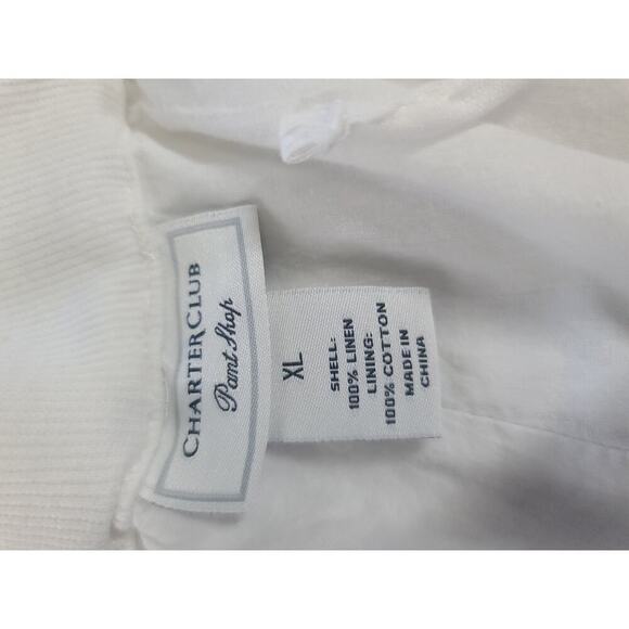 Charter Club Pants shop women's linen pants White Size XL resort wear Vacation - Picture 7 of 8